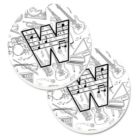 Carolines Treasures Letter W Musical Note Letters Set of 2 Cup Holder Car Coaster CJ2007-WCARC